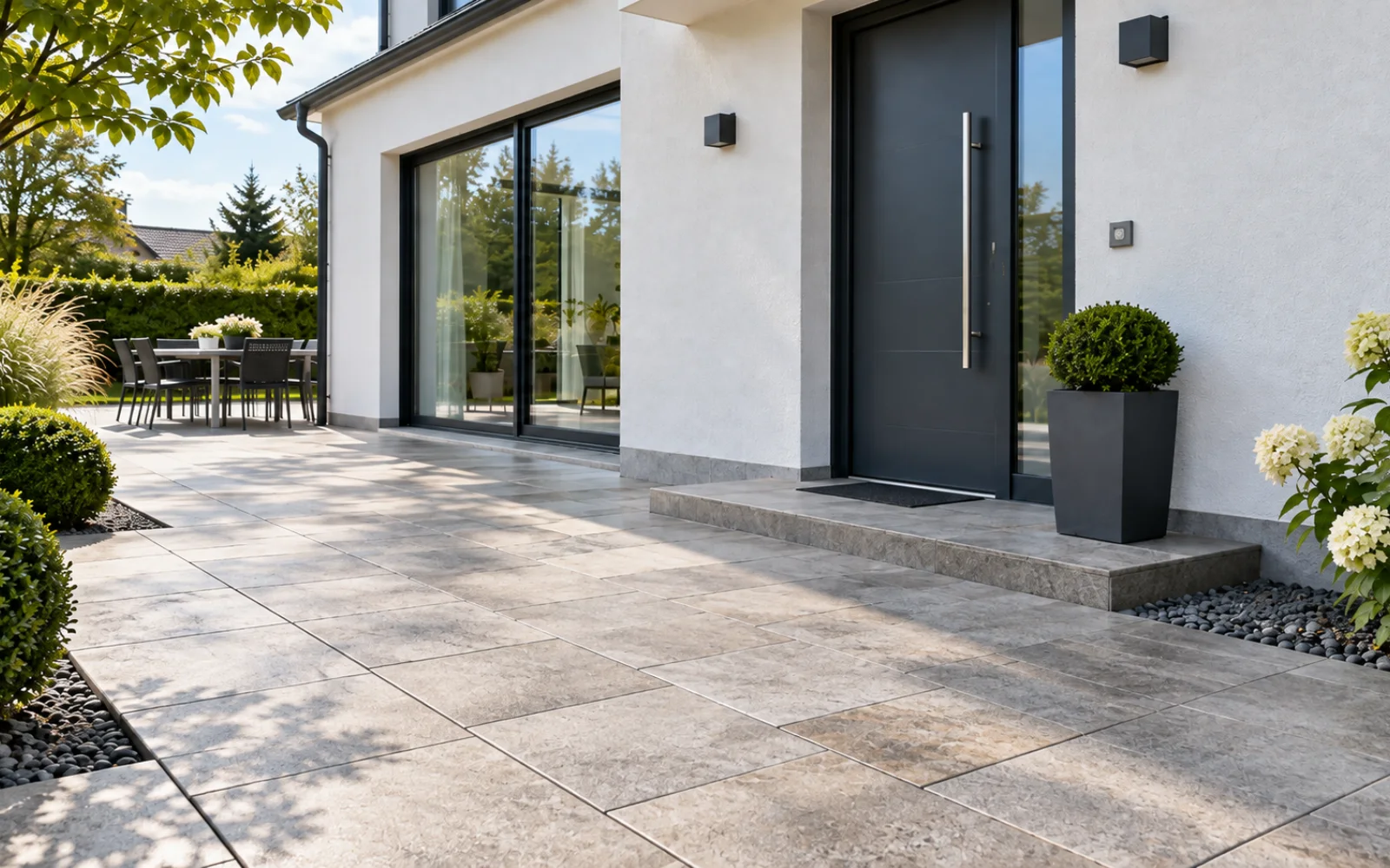Fassaden & Steinreinigung - Klarstein Reinigung Gereinigte Terrassenplatten nach der Reinigung